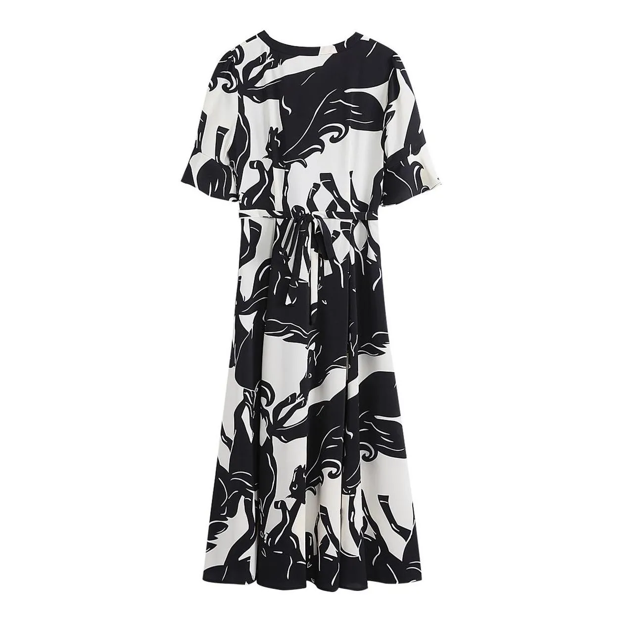 Calf-length Chiffon Sundress with Plunge Neckline