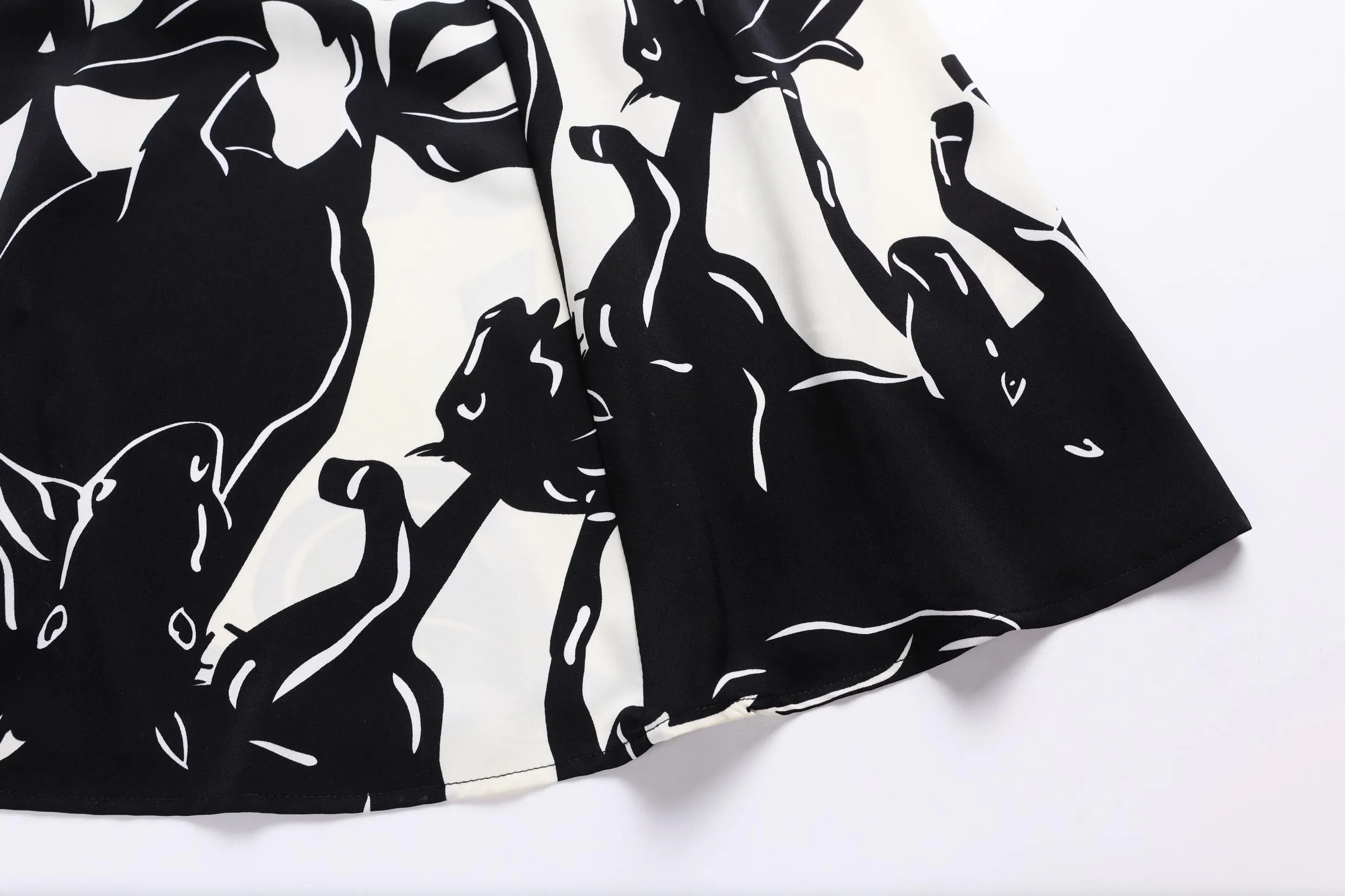 Calf-length Chiffon Sundress with Plunge Neckline