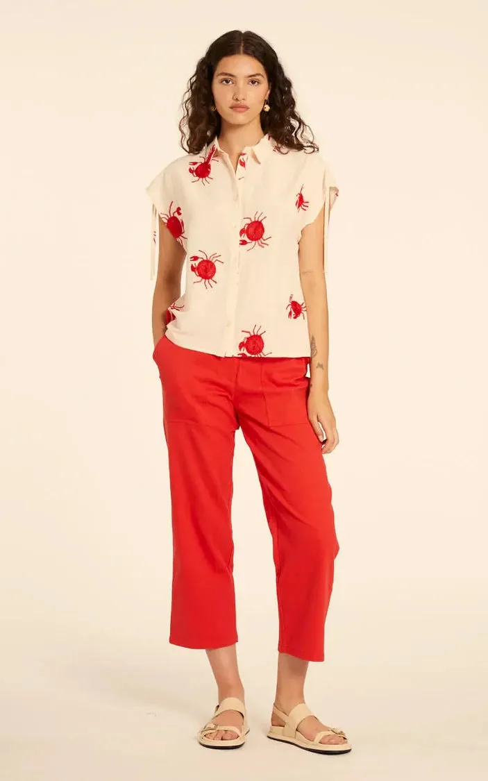 Camisa Bordado Cangrejos Crema