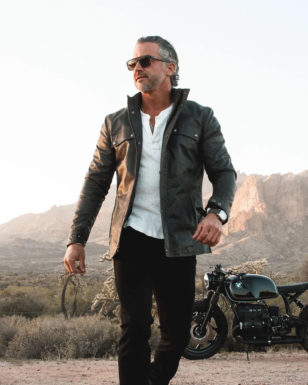 Carrera Mens Waxed Cotton Motorcycle Jacket (Armoured)