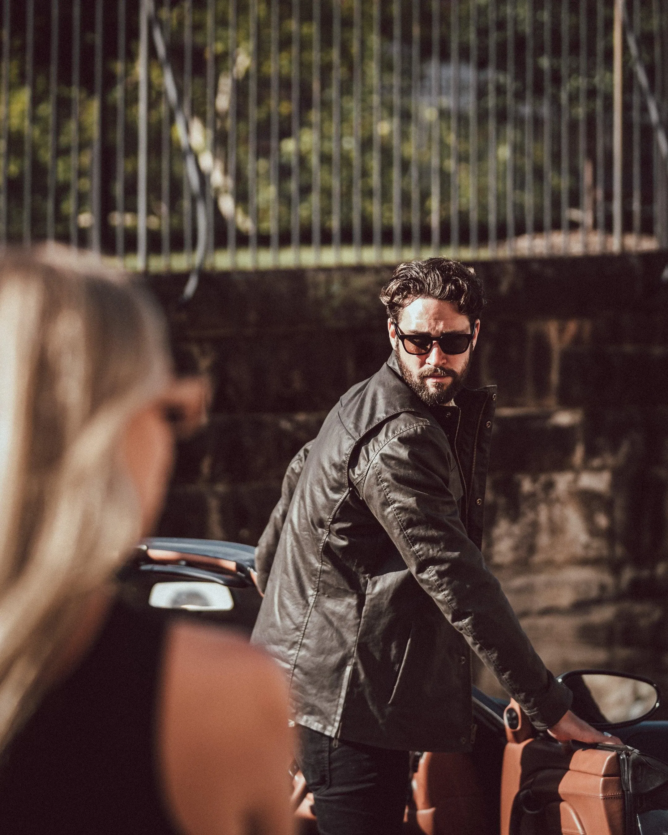 Carrera Mens Waxed Cotton Motorcycle Jacket (Armoured)