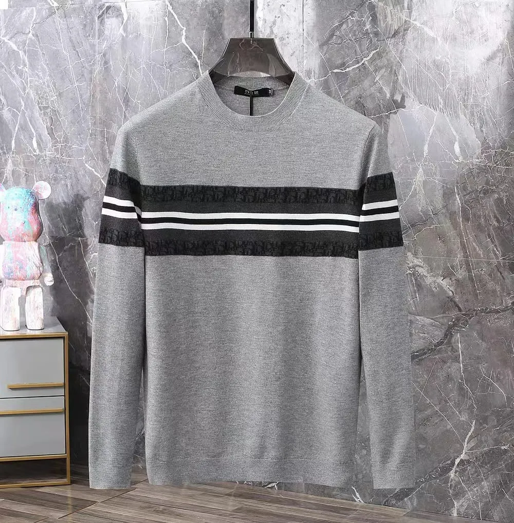 CHRISTIAN DIOR || Striped Technical Cashmere With Dior Oblique Motif Pullover