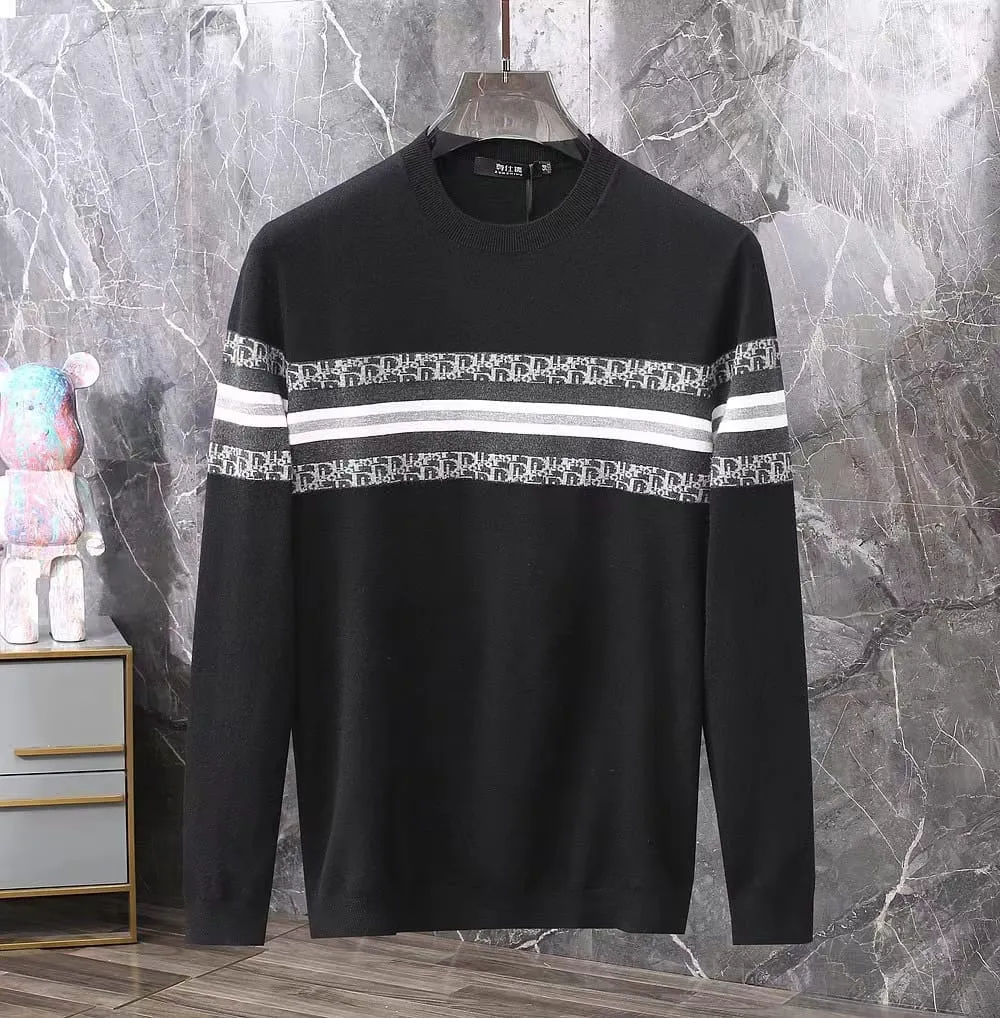 CHRISTIAN DIOR || Striped Technical Cashmere With Dior Oblique Motif Pullover