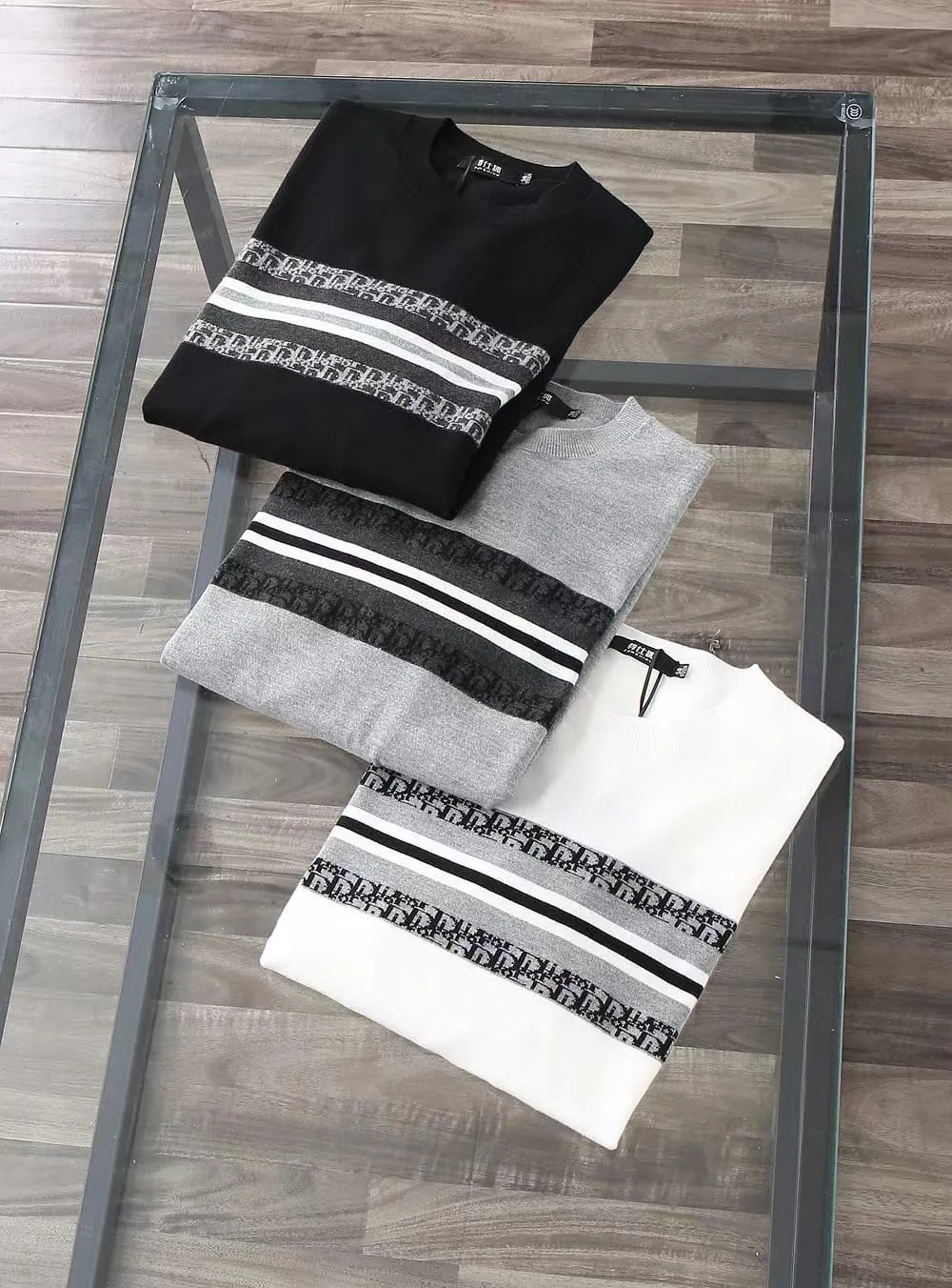 CHRISTIAN DIOR || Striped Technical Cashmere With Dior Oblique Motif Pullover