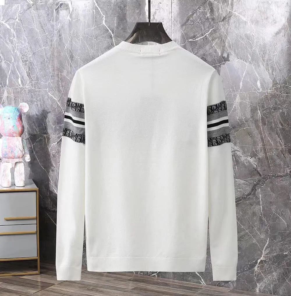 CHRISTIAN DIOR || Striped Technical Cashmere With Dior Oblique Motif Pullover
