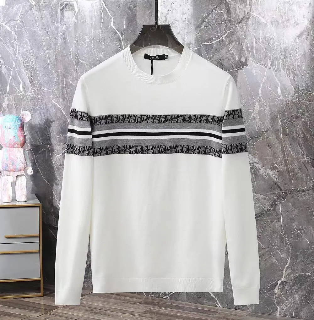 CHRISTIAN DIOR || Striped Technical Cashmere With Dior Oblique Motif Pullover
