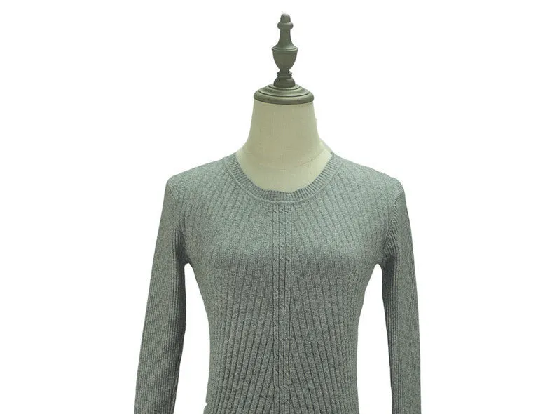 Colorful Apparel Womens Autumn Winter Cashmere Blended Sweater O-Neck Pullovers Long Sleeve Jumpers Women's Knitted Sweaters