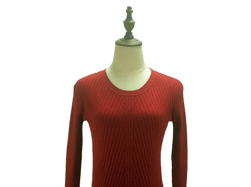 Colorful Apparel Womens Autumn Winter Cashmere Blended Sweater O-Neck Pullovers Long Sleeve Jumpers Women's Knitted Sweaters