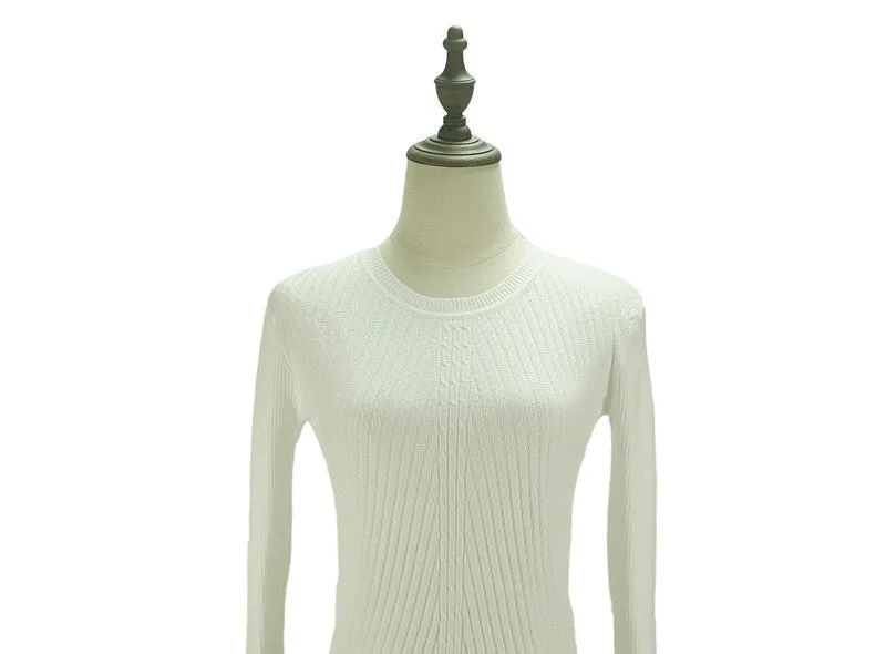 Colorful Apparel Womens Autumn Winter Cashmere Blended Sweater O-Neck Pullovers Long Sleeve Jumpers Women's Knitted Sweaters
