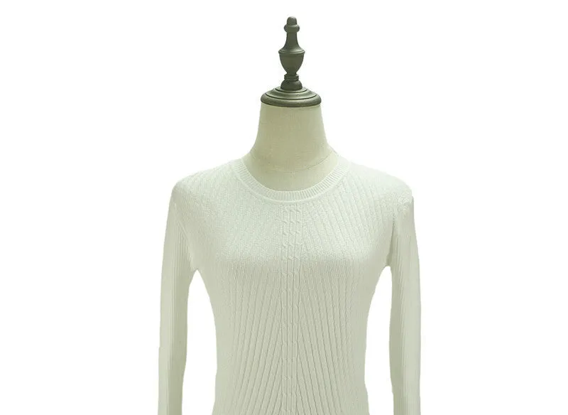 Colorful Apparel Womens Autumn Winter Cashmere Blended Sweater O-Neck Pullovers Long Sleeve Jumpers Women's Knitted Sweaters