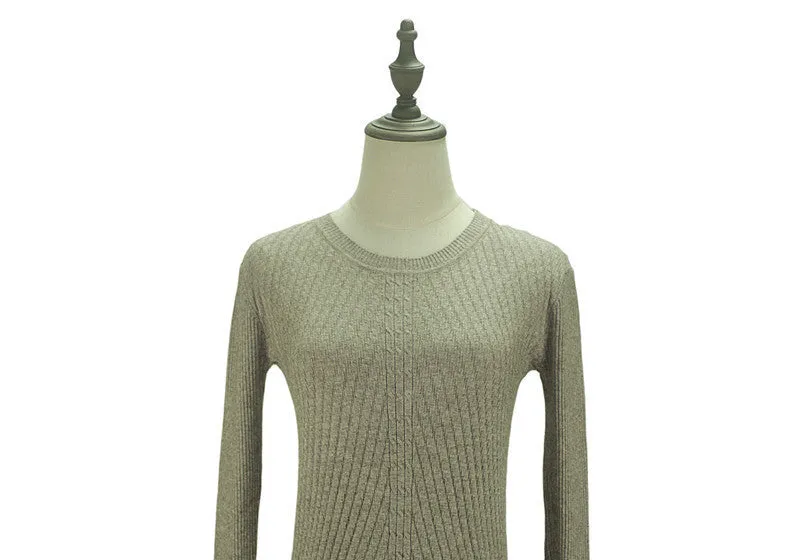 Colorful Apparel Womens Autumn Winter Cashmere Blended Sweater O-Neck Pullovers Long Sleeve Jumpers Women's Knitted Sweaters