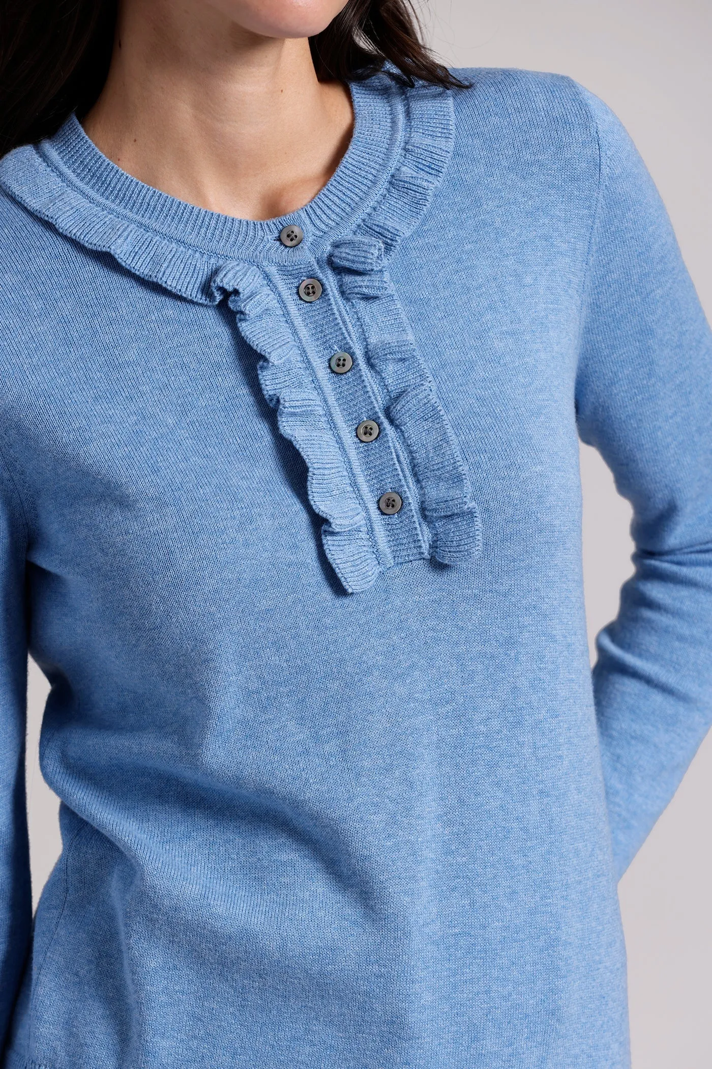 Cotton Cashmere Henley Ruffles 9236