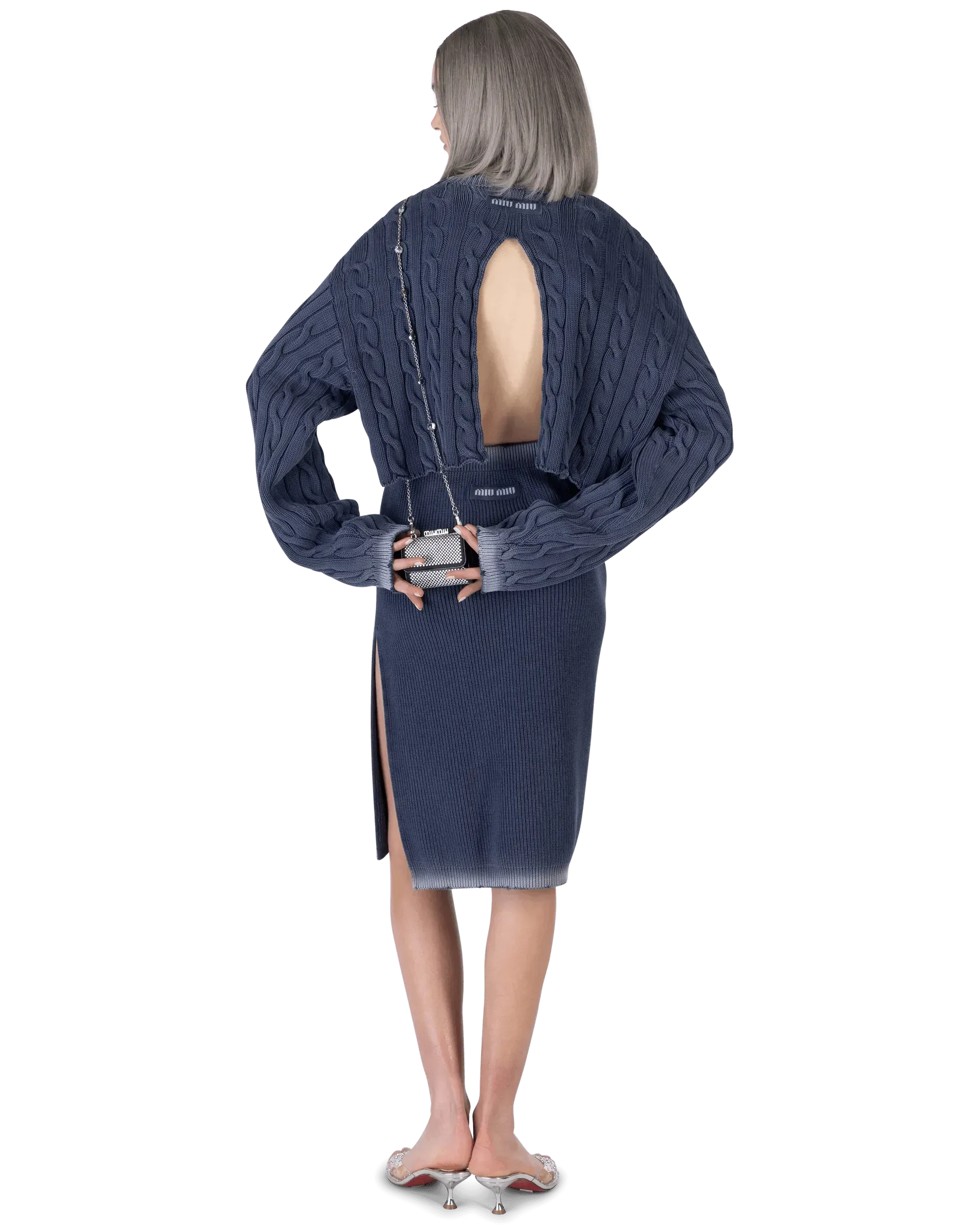 Cotton Ribbed Midi Skirt