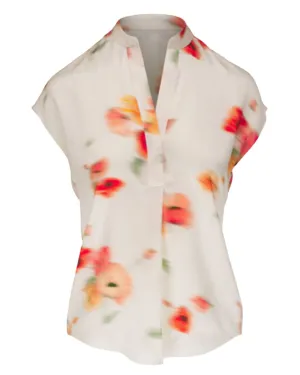 Cream Dust Blur Band Collar Popover