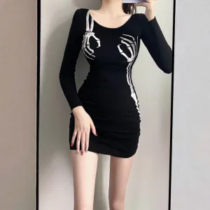 DARK PUNK SKELETON SKELETON DRESS YC24561