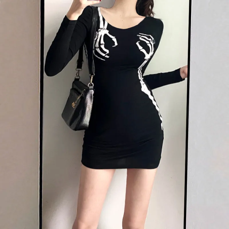 DARK PUNK SKELETON SKELETON DRESS YC24561