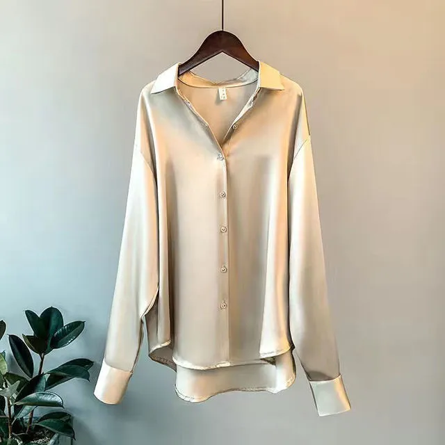 DARLENE - SATIN POLO BLOUSE