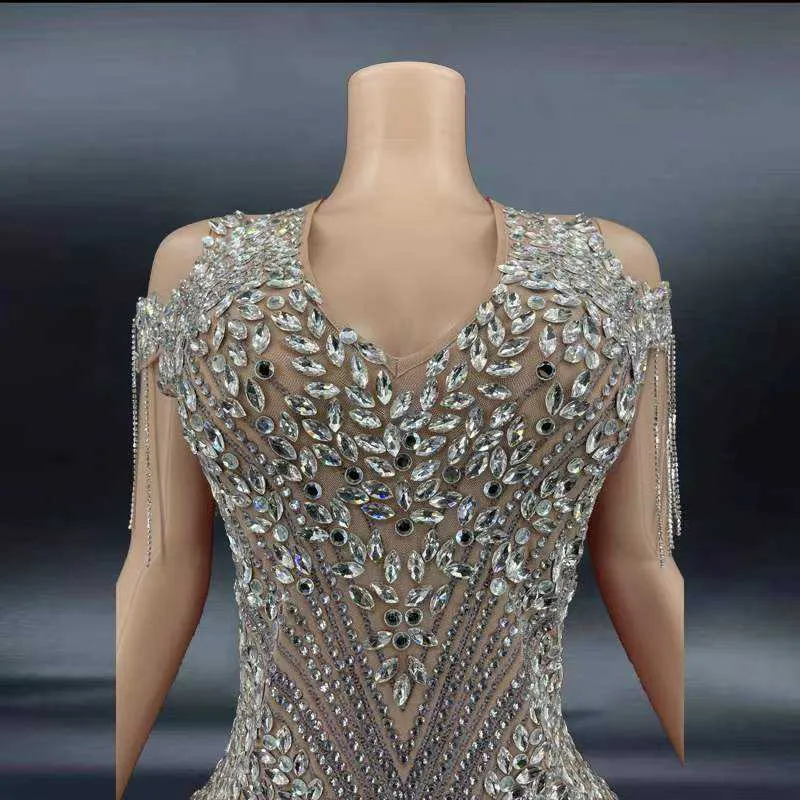 Diamond Crystal Applique Mini Dress