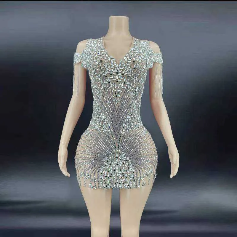 Diamond Crystal Applique Mini Dress