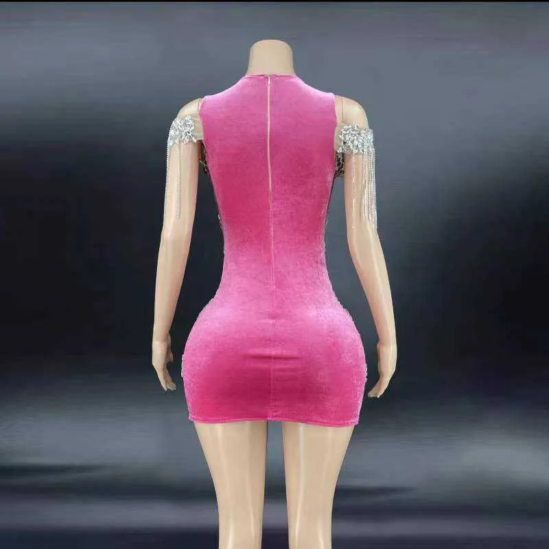 Diamond Crystal Applique Mini Dress