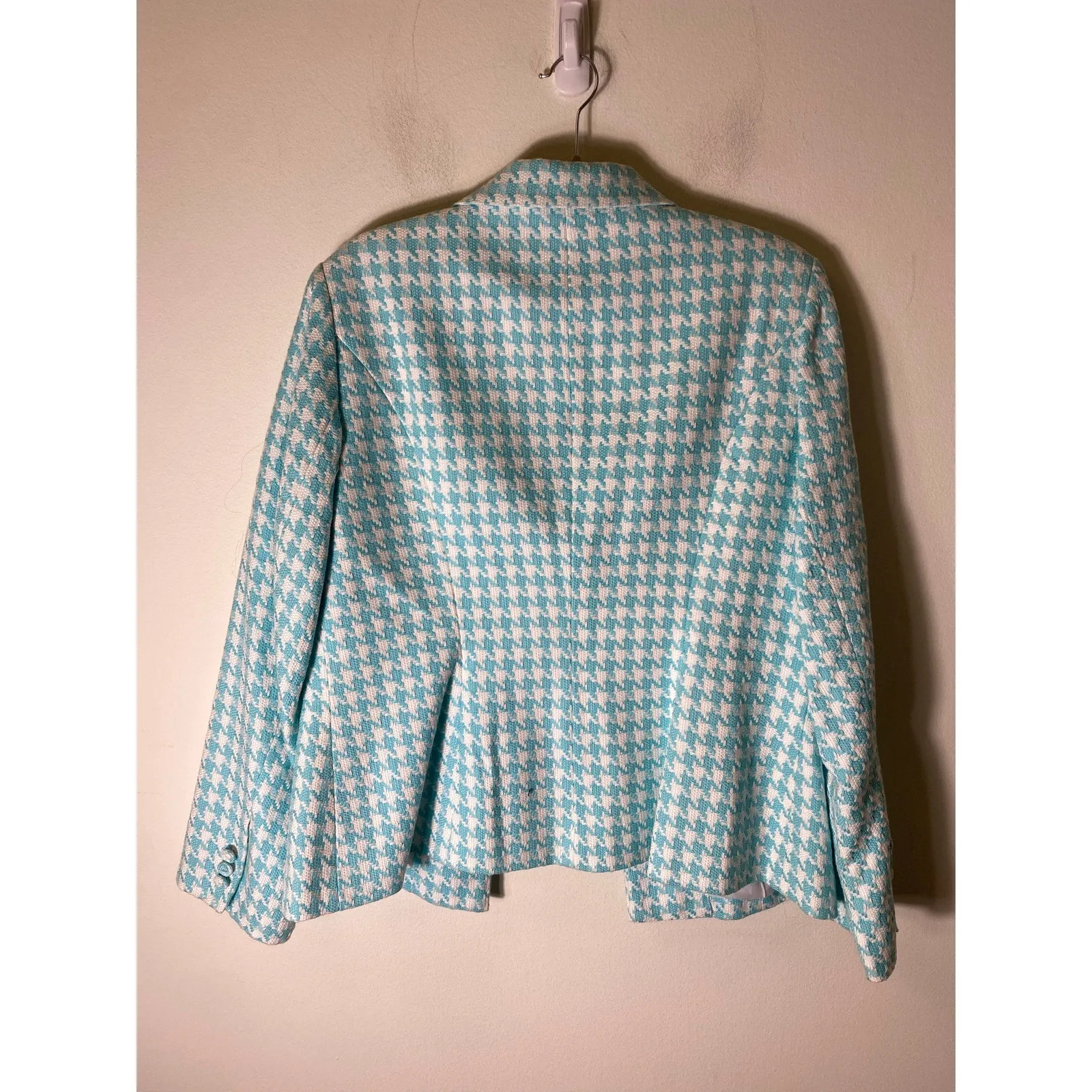 Donna Rae White/Turqoise Houndstooth Jackets Sz 14