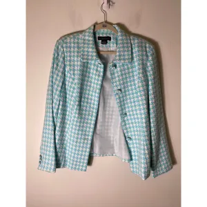 Donna Rae White/Turqoise Houndstooth Jackets Sz 14