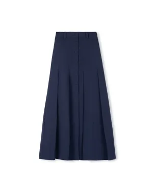 Drop Pleat Belt Waist Maxi Skirt
