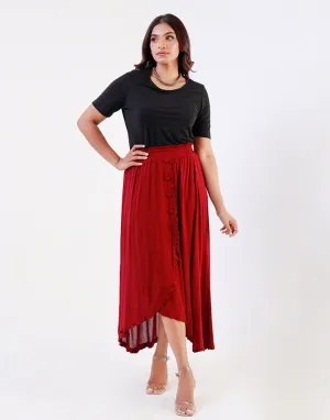 Elastic Waist Skirt with Ruffle Details