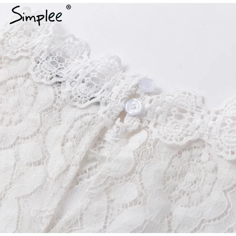 Elegant Lace Shirt Sexy Hollow Blouse