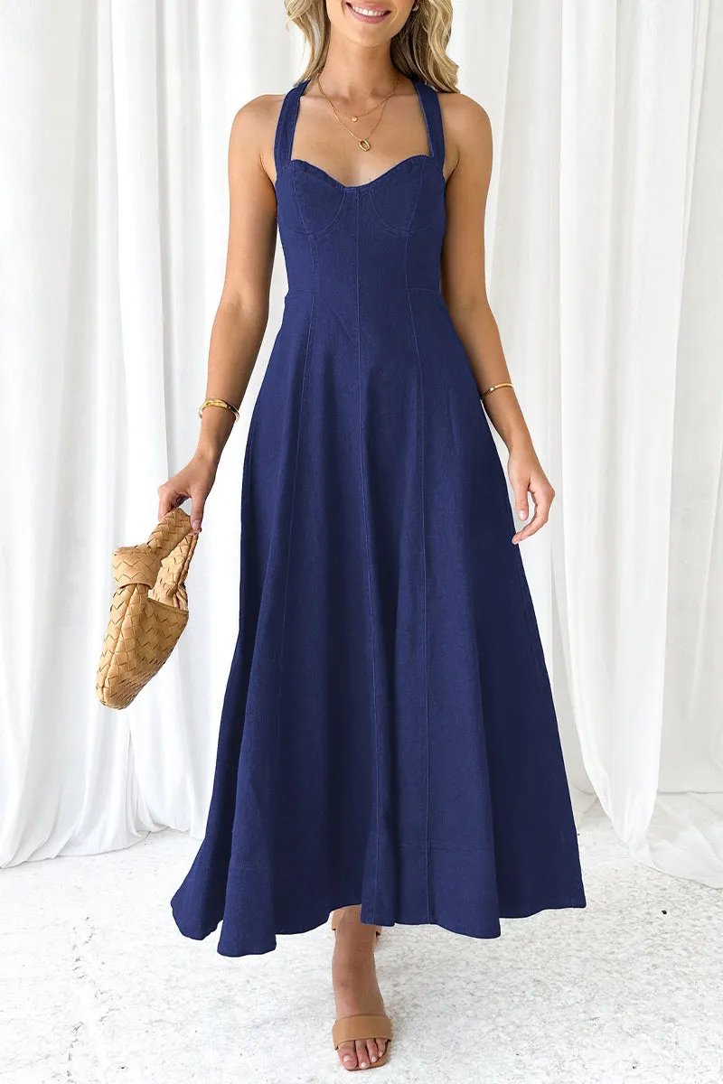 Elegant Solid Square Collar Sling Dresses