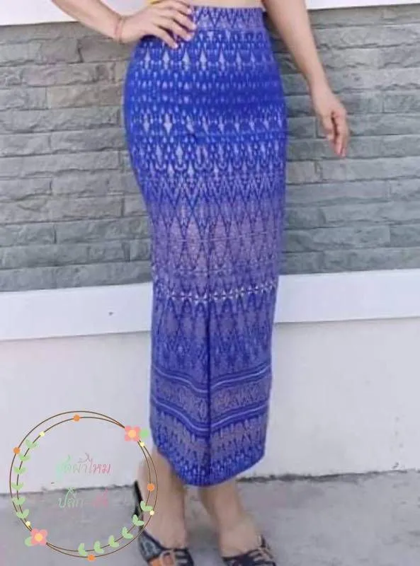 Elegant Thai/Laos Silk Long Skirt - Available Fitted Skirts Size A-25-32" & Size B34-44" Drop 35" Traditional Thai Clothing, Traditional Thai Skirt Wrap
