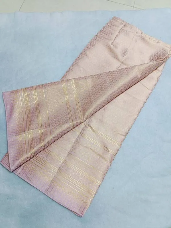 Elegant Thai/Laos Silk Long Skirt - Free Size Waist 24"- 44", 63-79 Traditional Thai Clothing, Thai Silk Skirt
