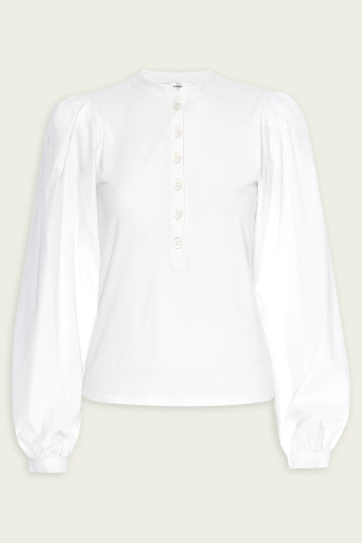 Femme Puff Sleeve Henley in White