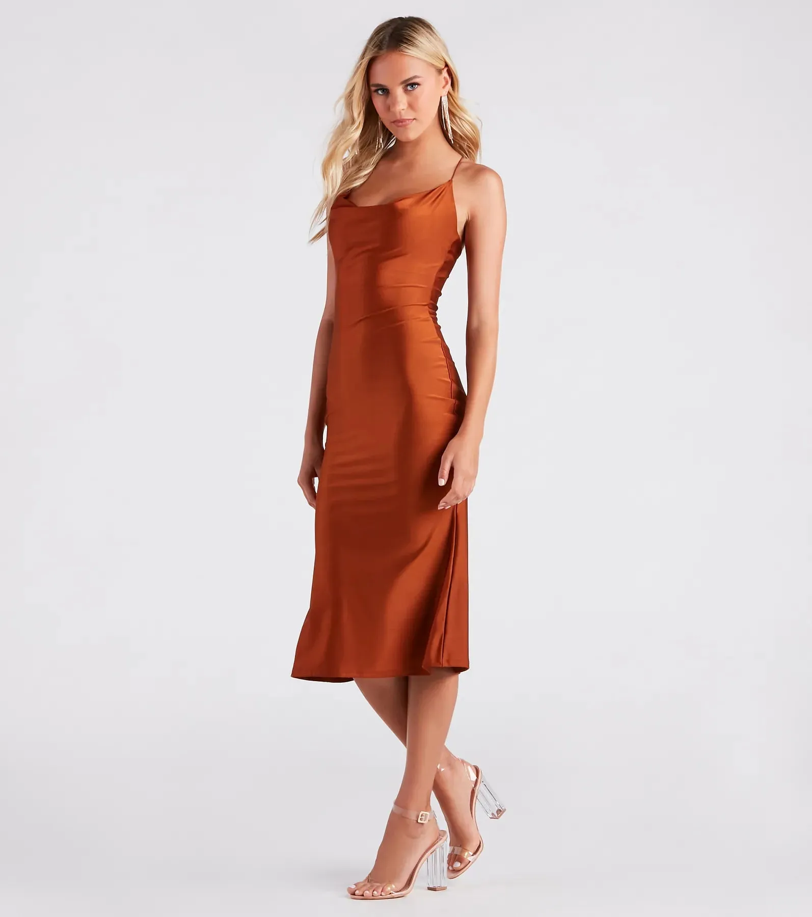 Flatter Me Satin-Knit Midi Dress