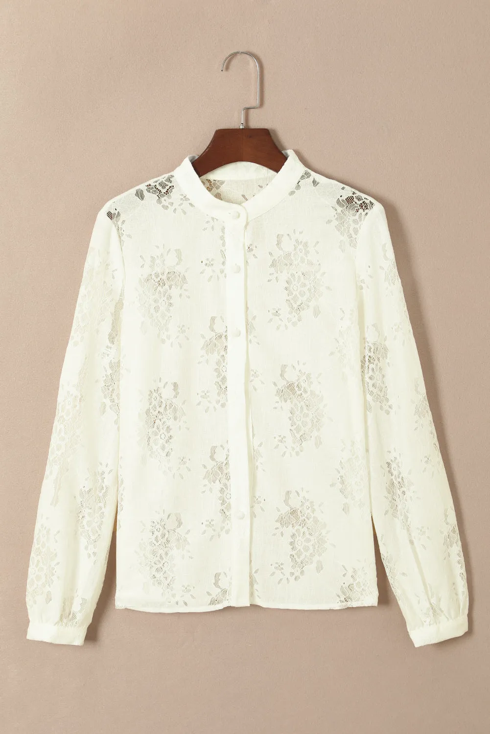 Floral Lace Stand Neck Shirt