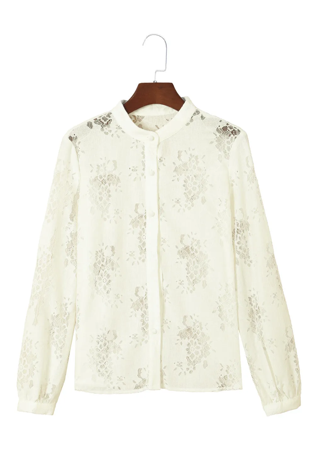 Floral Lace Stand Neck Shirt