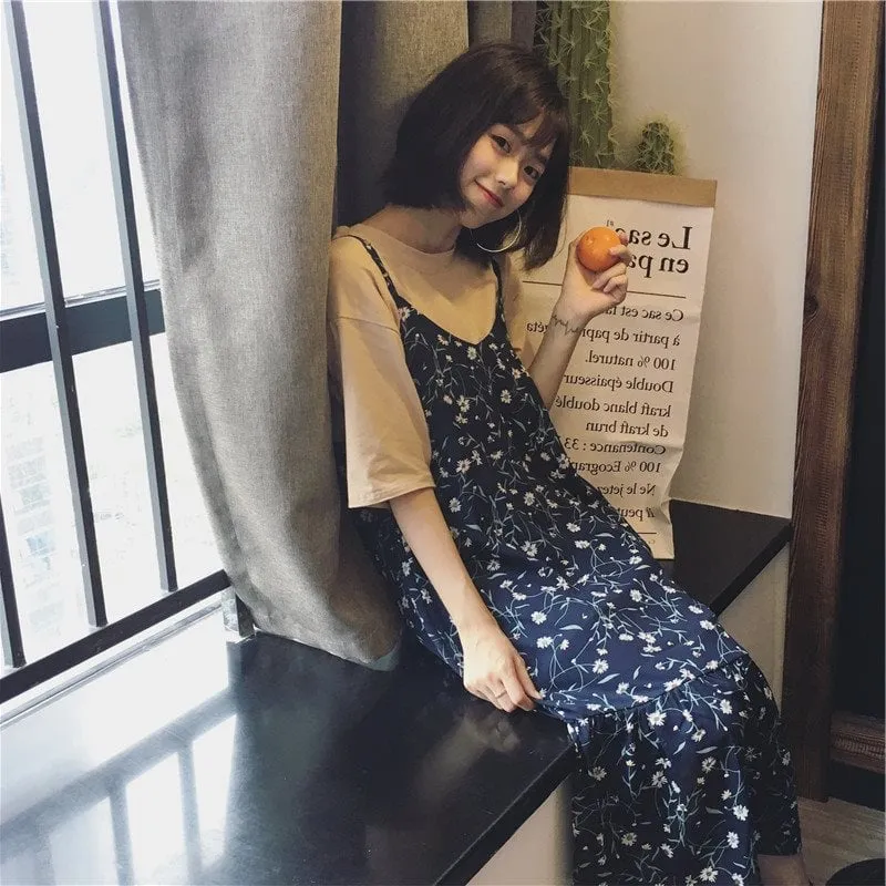 Floral Print Spaghetti-Strap A-line Dress