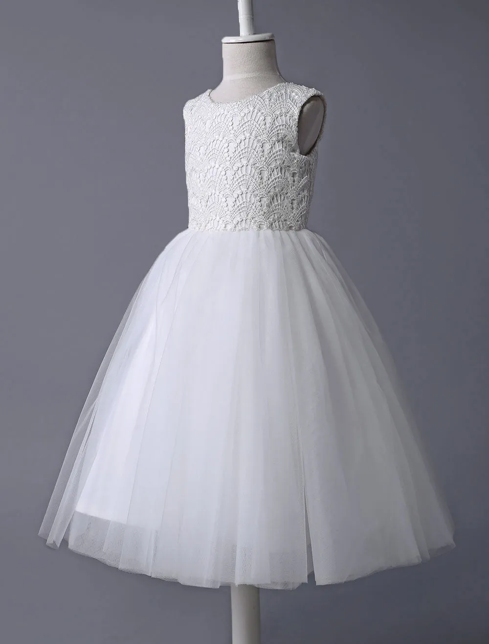 flower girl dress Ivory Lace Tulle Tutu First Communion Dresses Dress Sleeveless Short Kids Dinner Party Dress