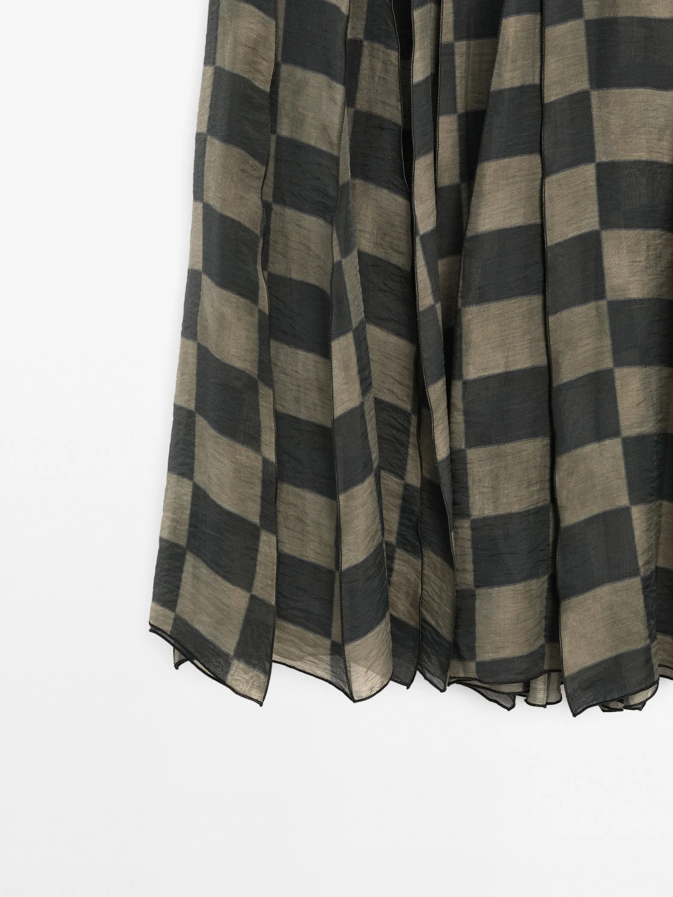 Flowing check midi skirt