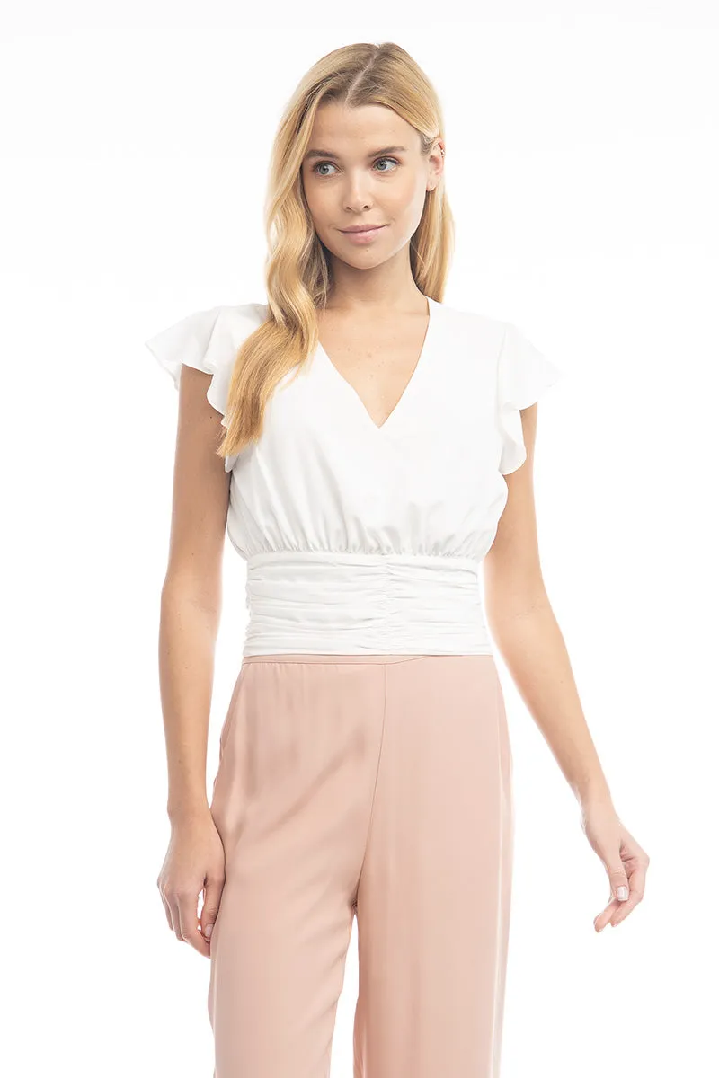 Flutter Sleeve Blouse With Waist Shirring