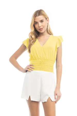 Flutter Sleeve Blouse With Waist Shirring