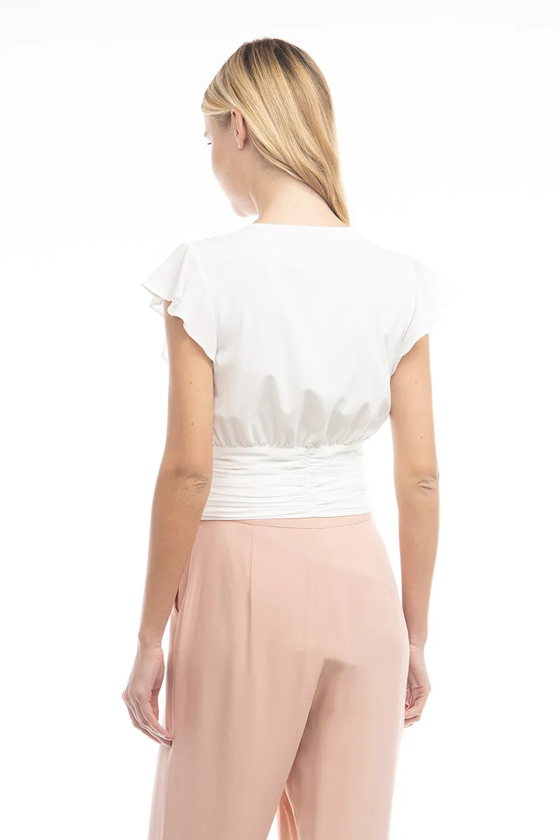 Flutter Sleeve Blouse With Waist Shirring