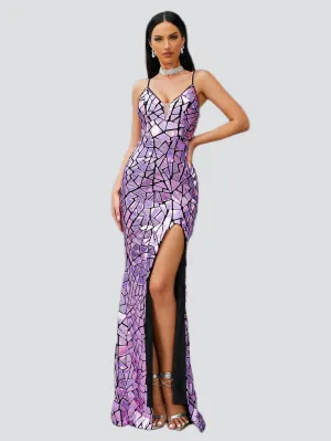 Formal Wrap V-Neck Purple Prom Dress RJ10396