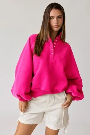 Fuchsia Henley Sweatshirt