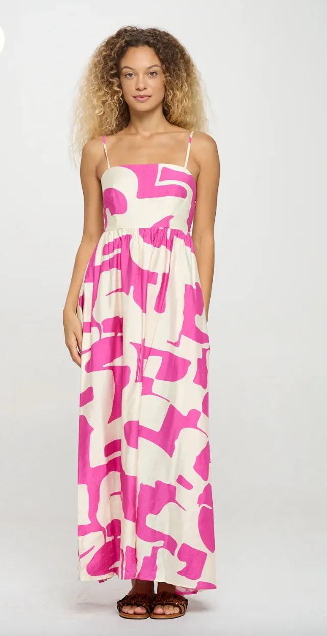 Fuchsia Wave Maxi Dress-L