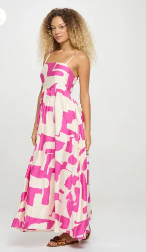 Fuchsia Wave Maxi Dress-L