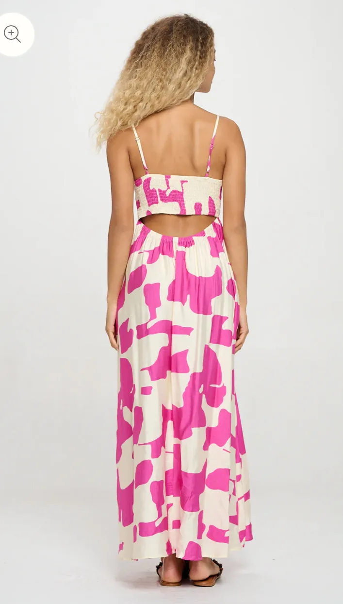 Fuchsia Wave Maxi Dress-L