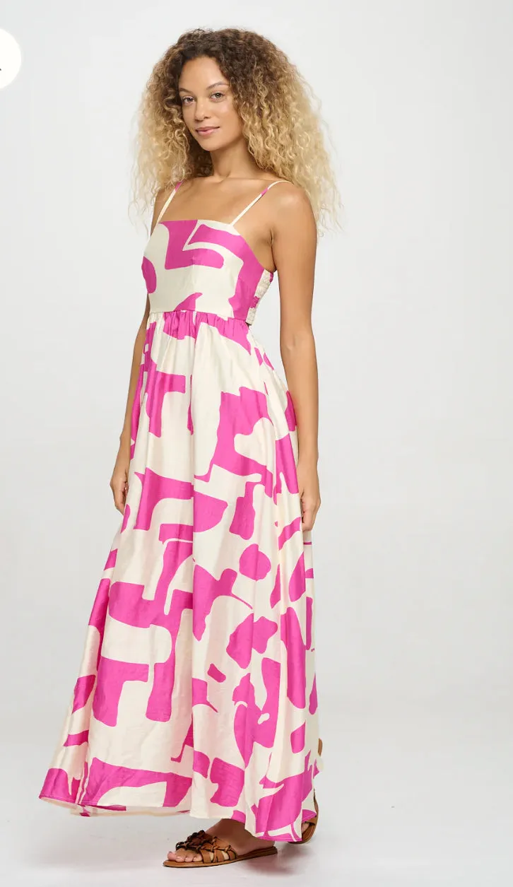 Fuchsia Wave Maxi Dress-L