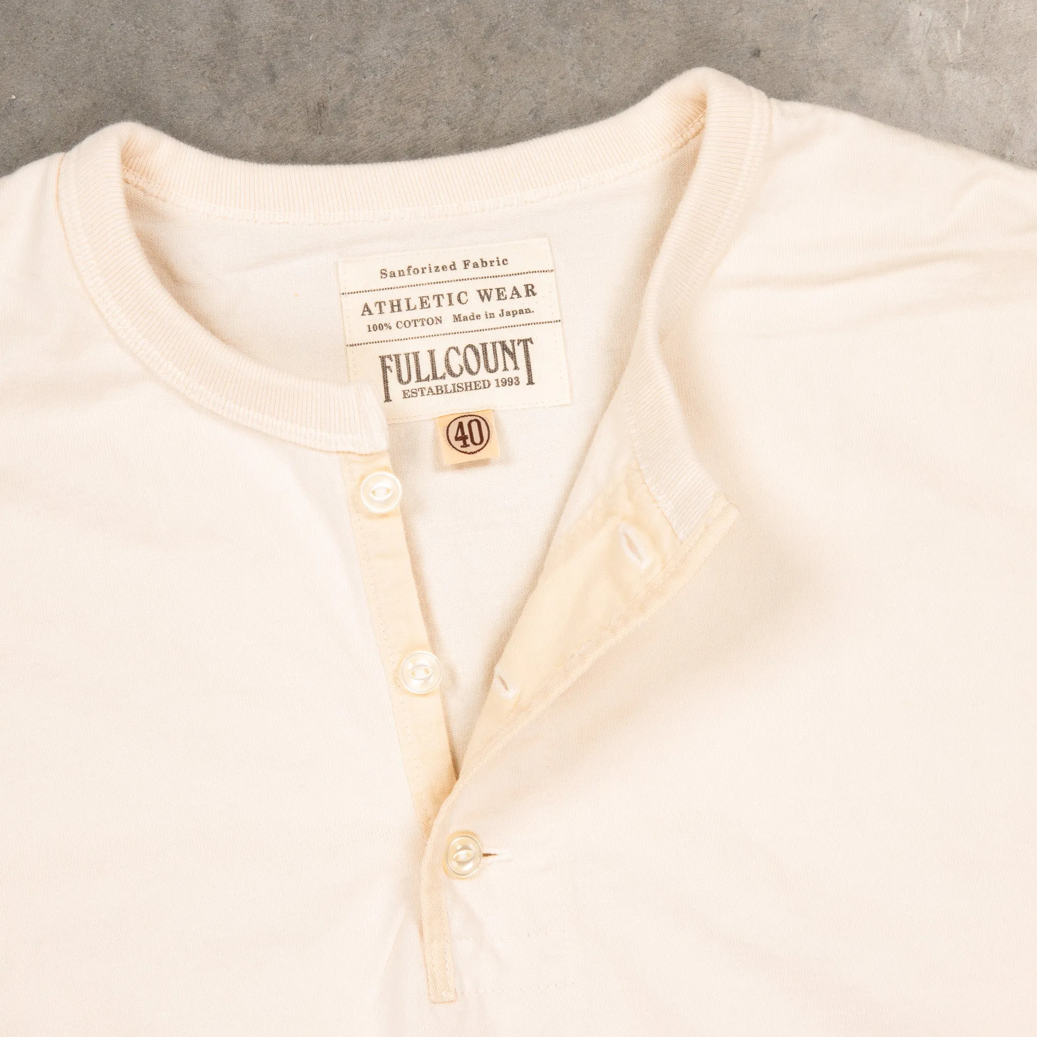 Fullcount Flat Seam Heavyweight Longsleeve Henley Ecru