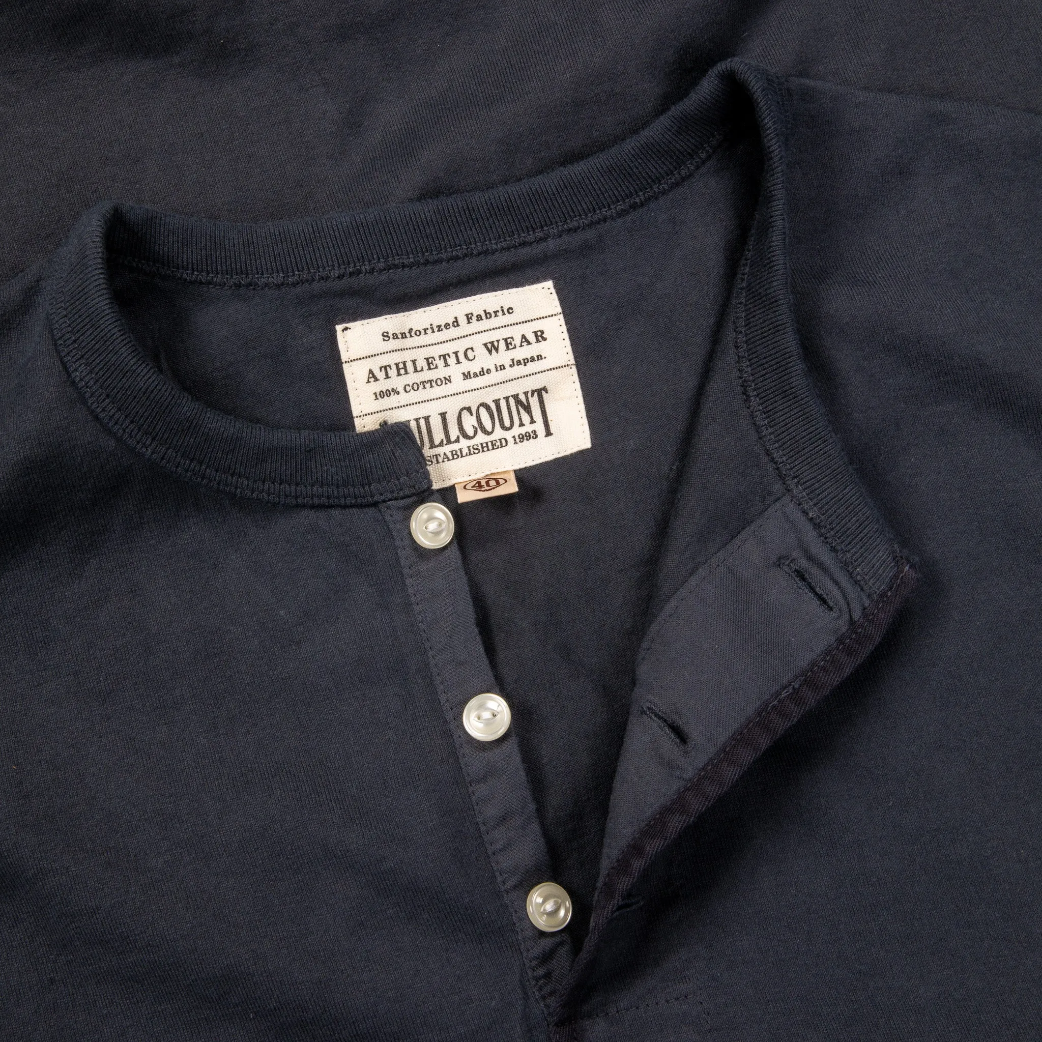 Fullcount Flat Seam Heavyweight Longsleeve Henley Ink. Black